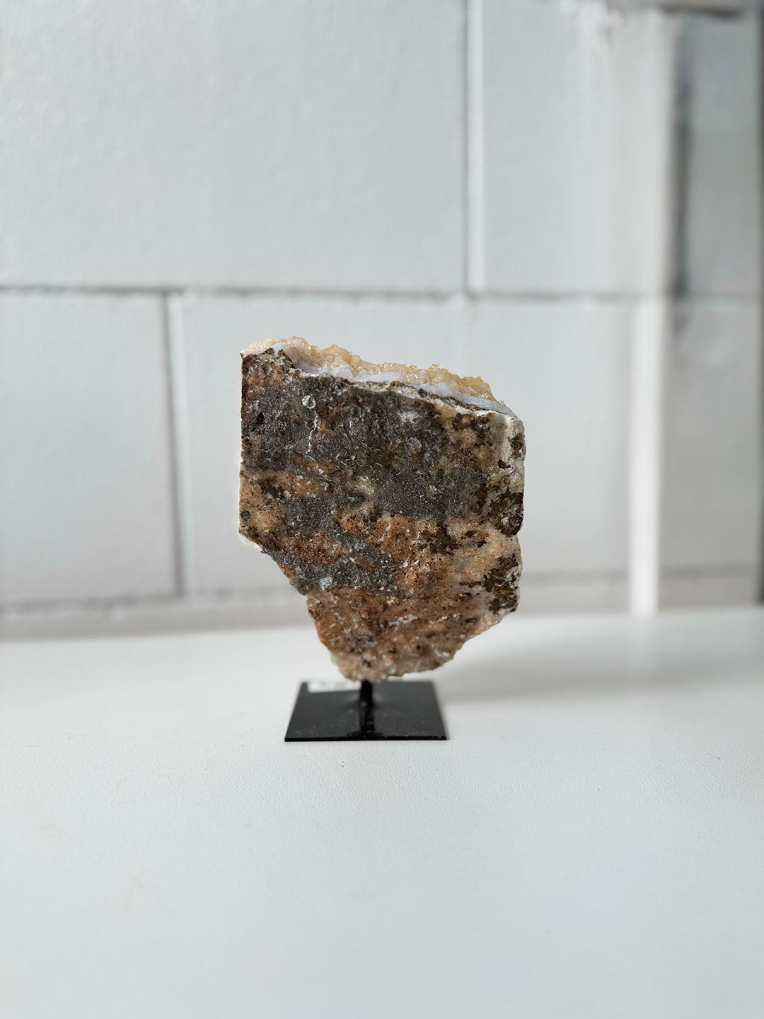 Citrine with Calcite on Stand