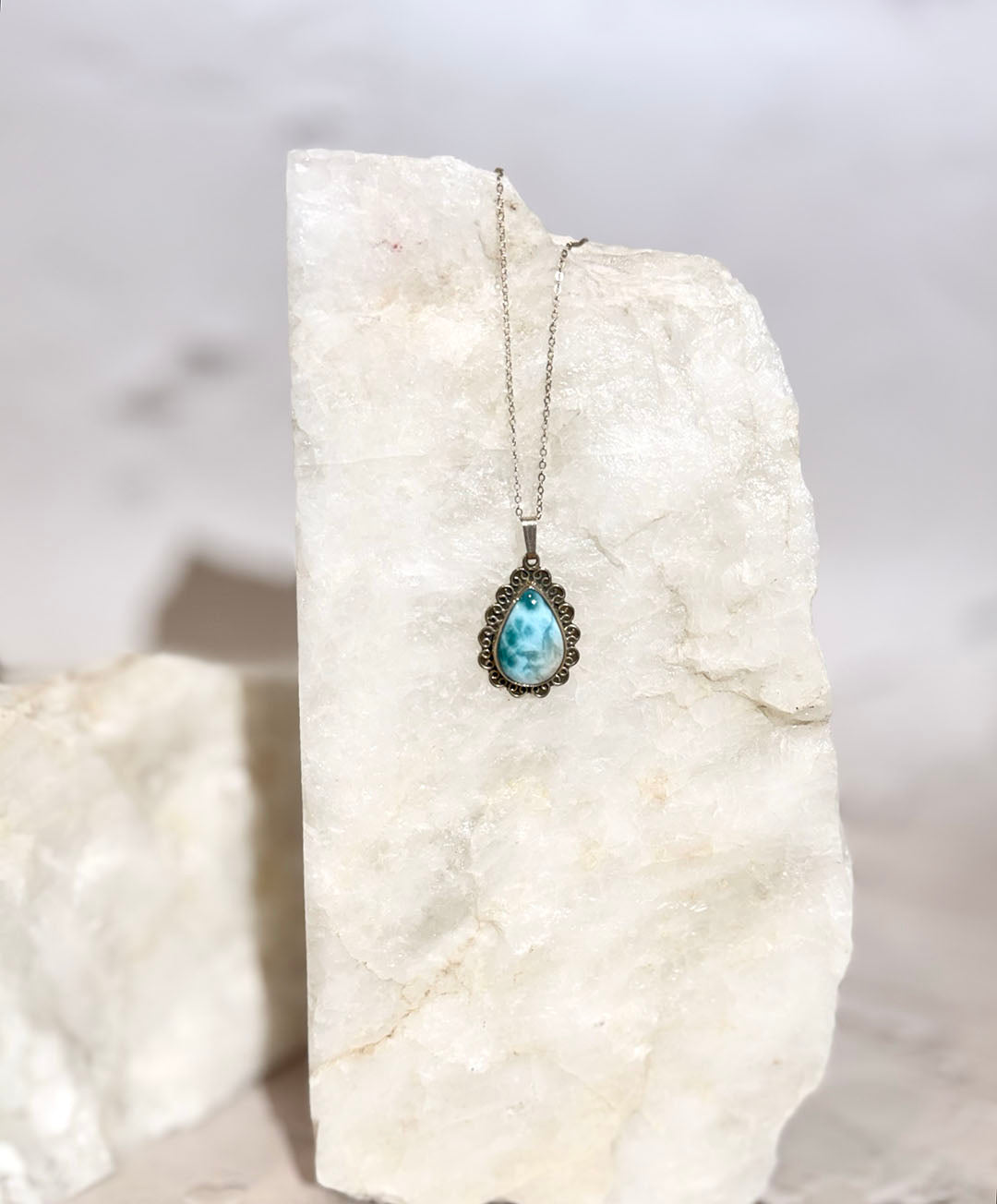 Larimar Necklace - Sterling Silver