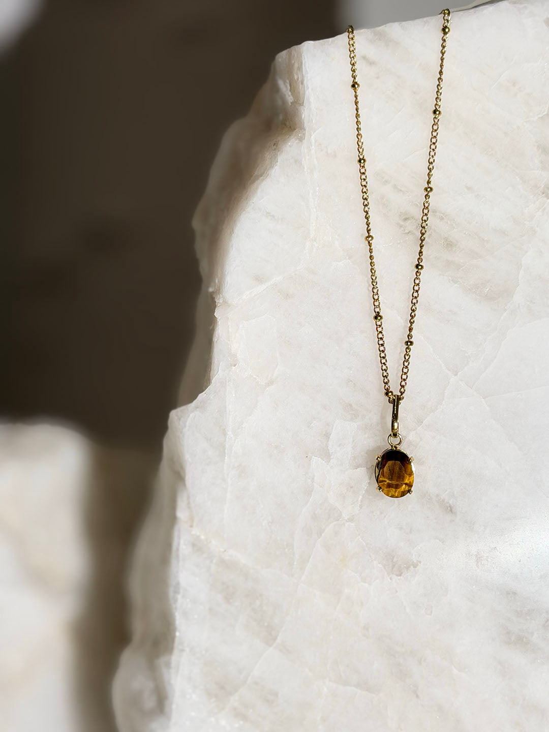 Tiger Eye Gold Stainless Steel Necklace