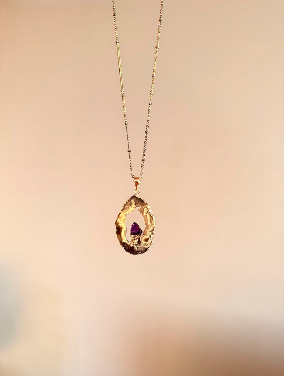 Inner Crystal Necklace – Agate & Amethyst | Calm & Intuition