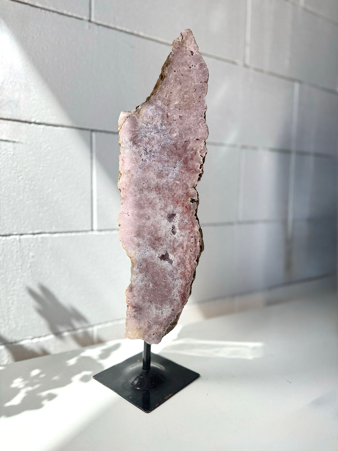 Pink with Purple Amethyst Slab on Stand