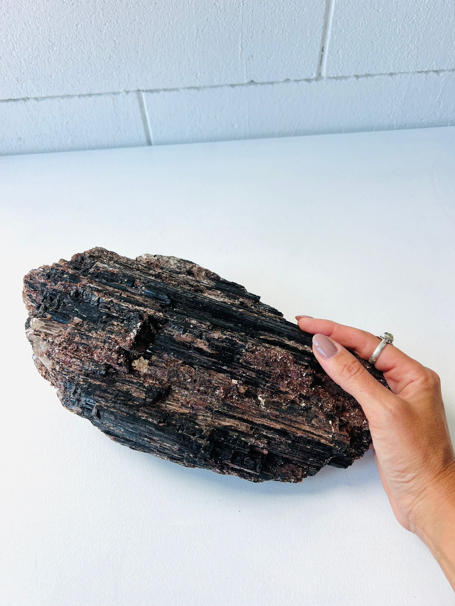 Large Black Tourmaline with Mica