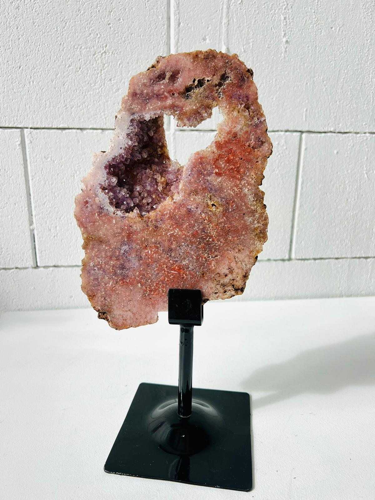 Pink with Purple Amethyst on Stand