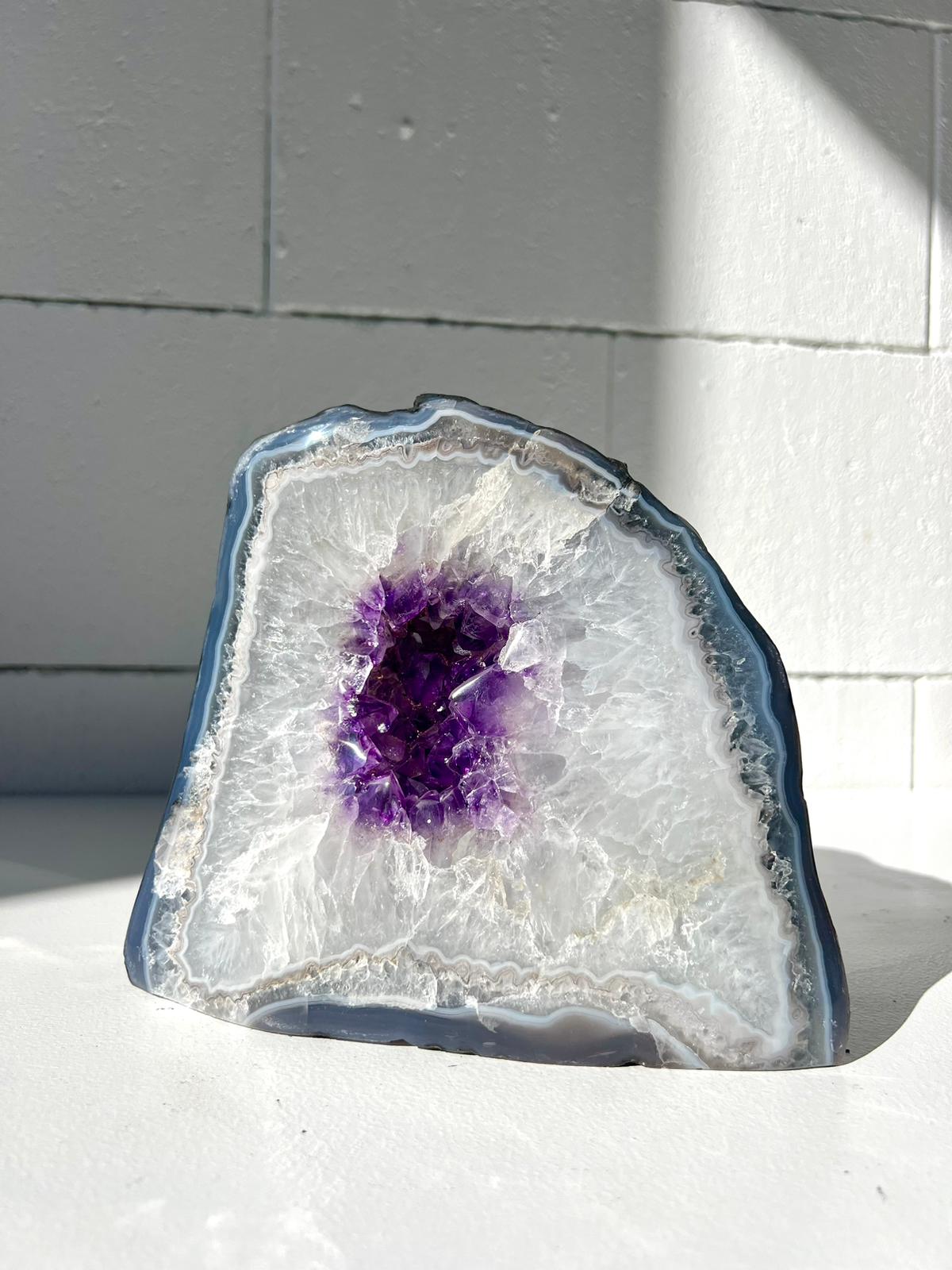 Amethyst with Blue Agate Geode