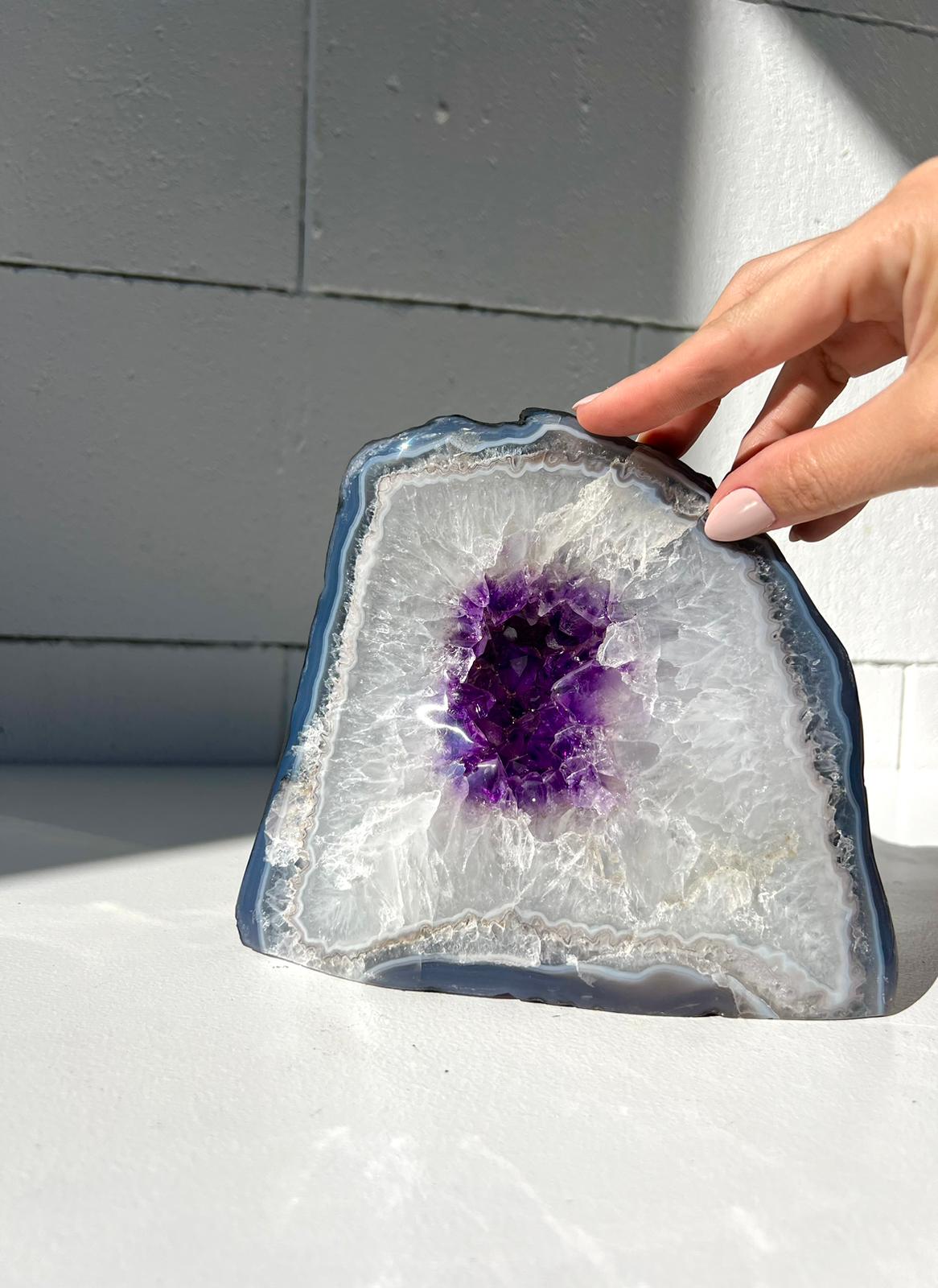 Amethyst with Blue Agate Geode