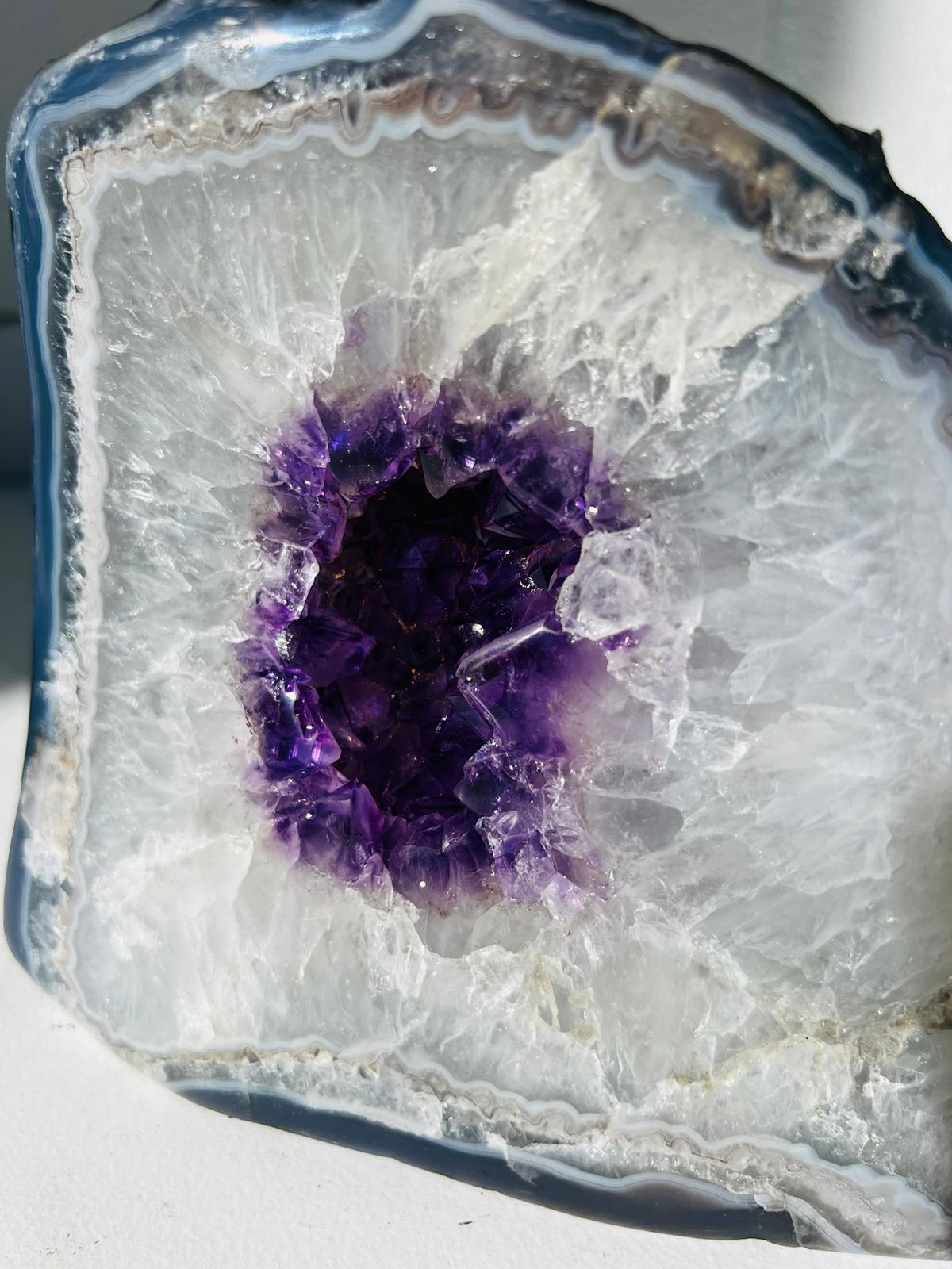 Amethyst with Blue Agate Geode