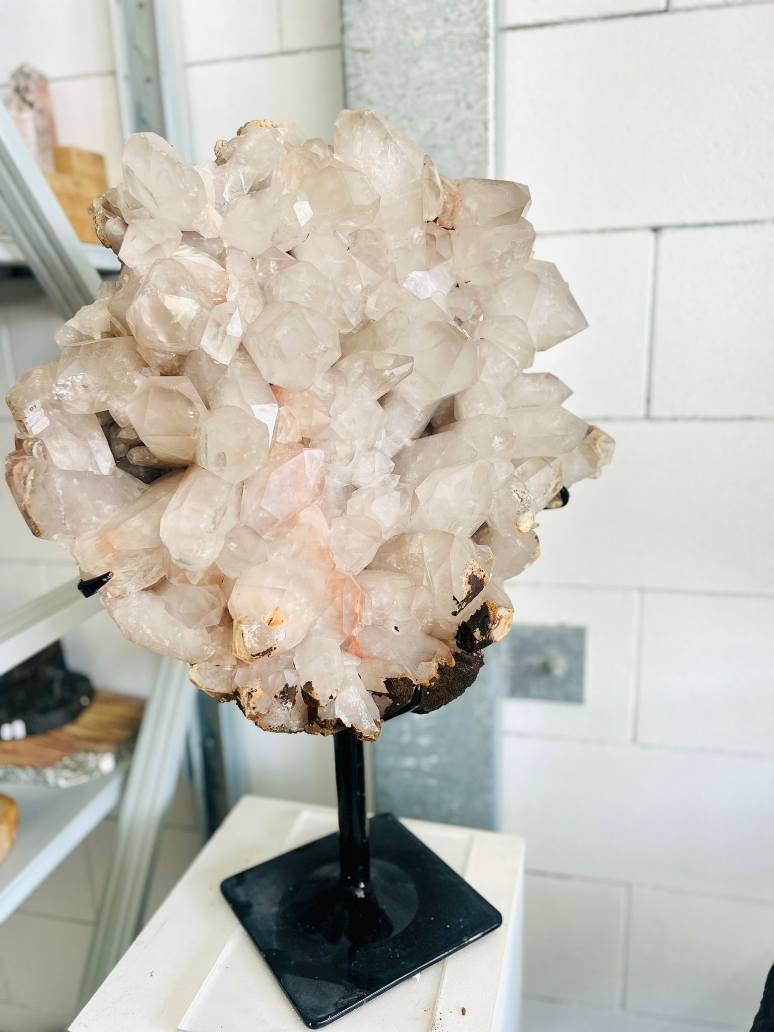 Large Clear Quartz with Hematite