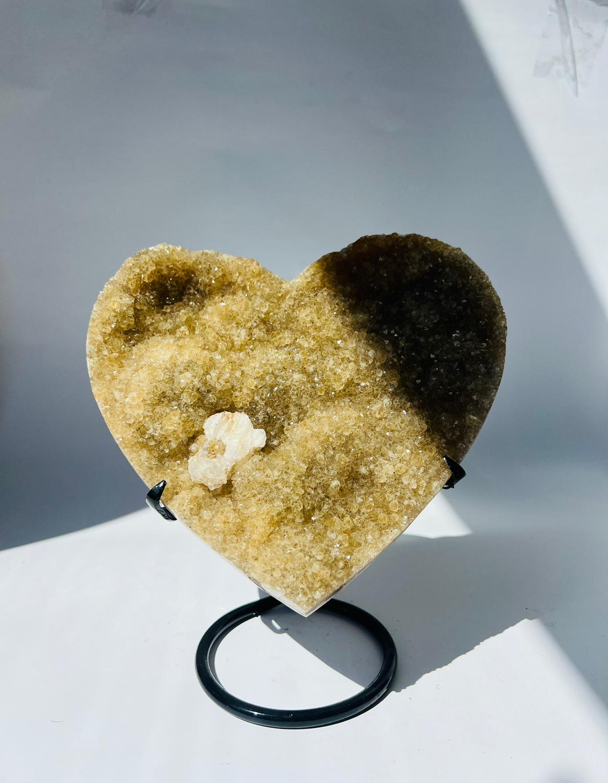 Large Citrine & Calcite Heart