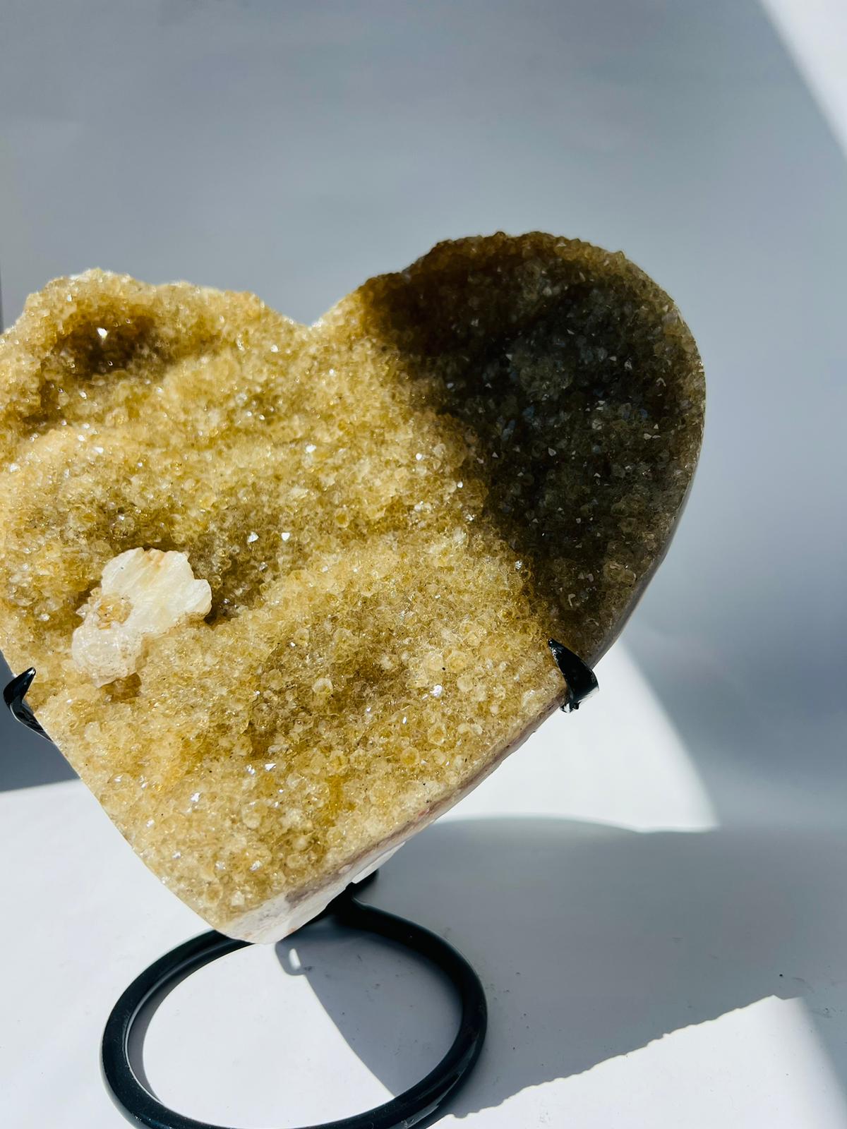 Large Citrine & Calcite Heart