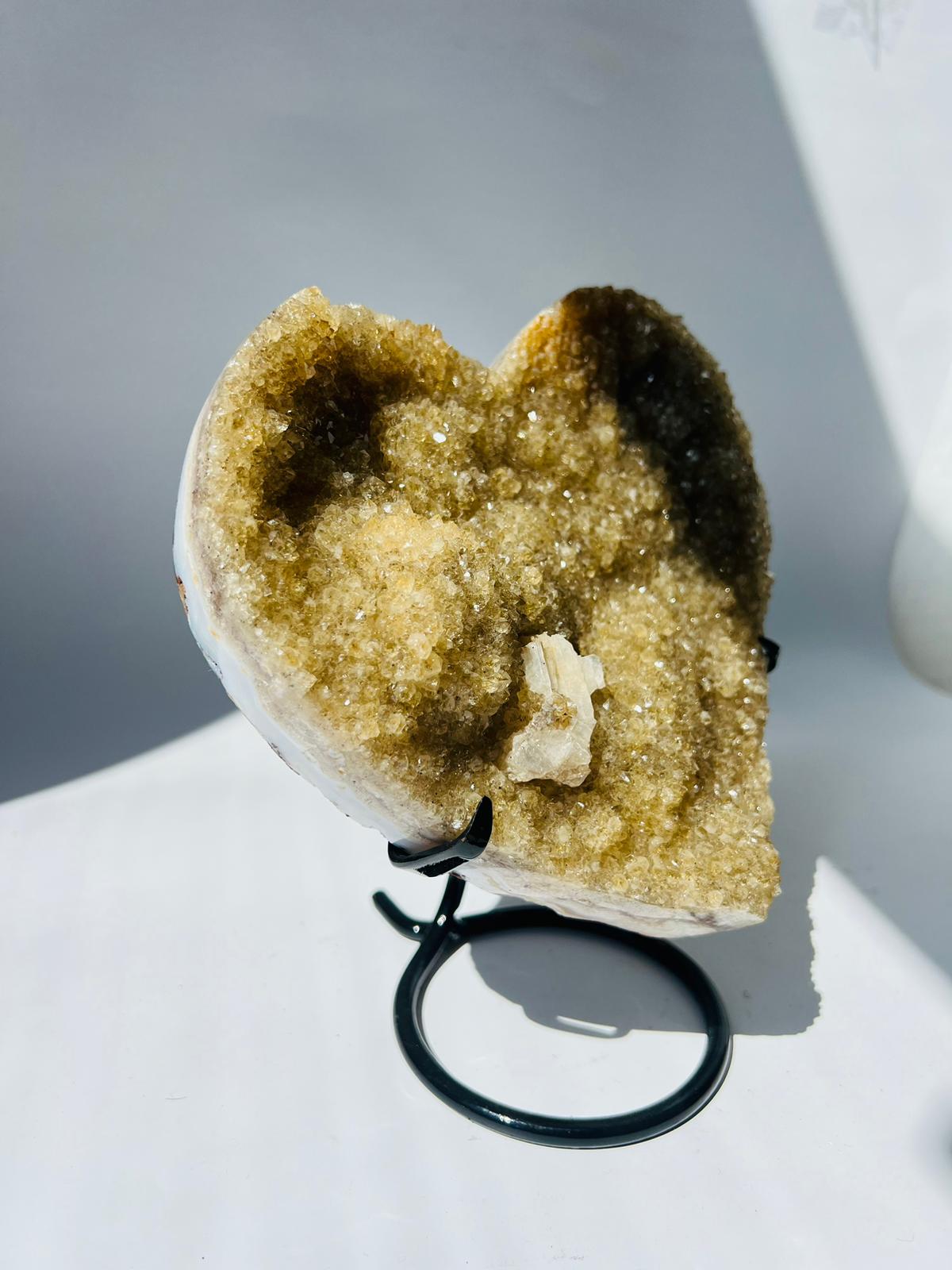 Large Citrine & Calcite Heart