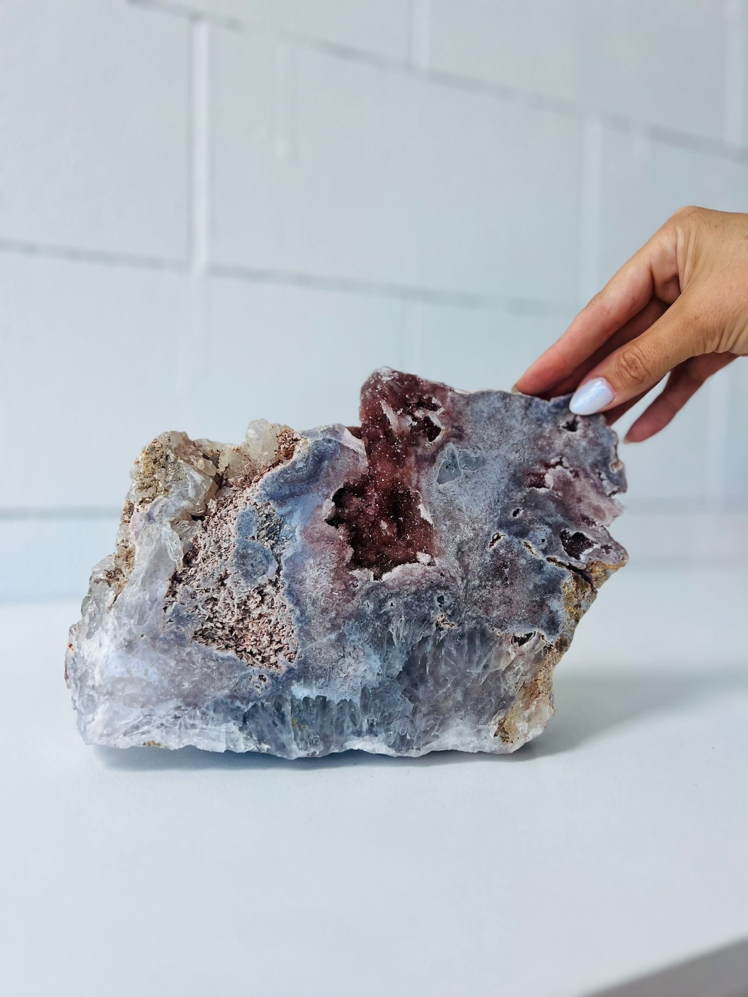Large Pink Amethyst with Calcite