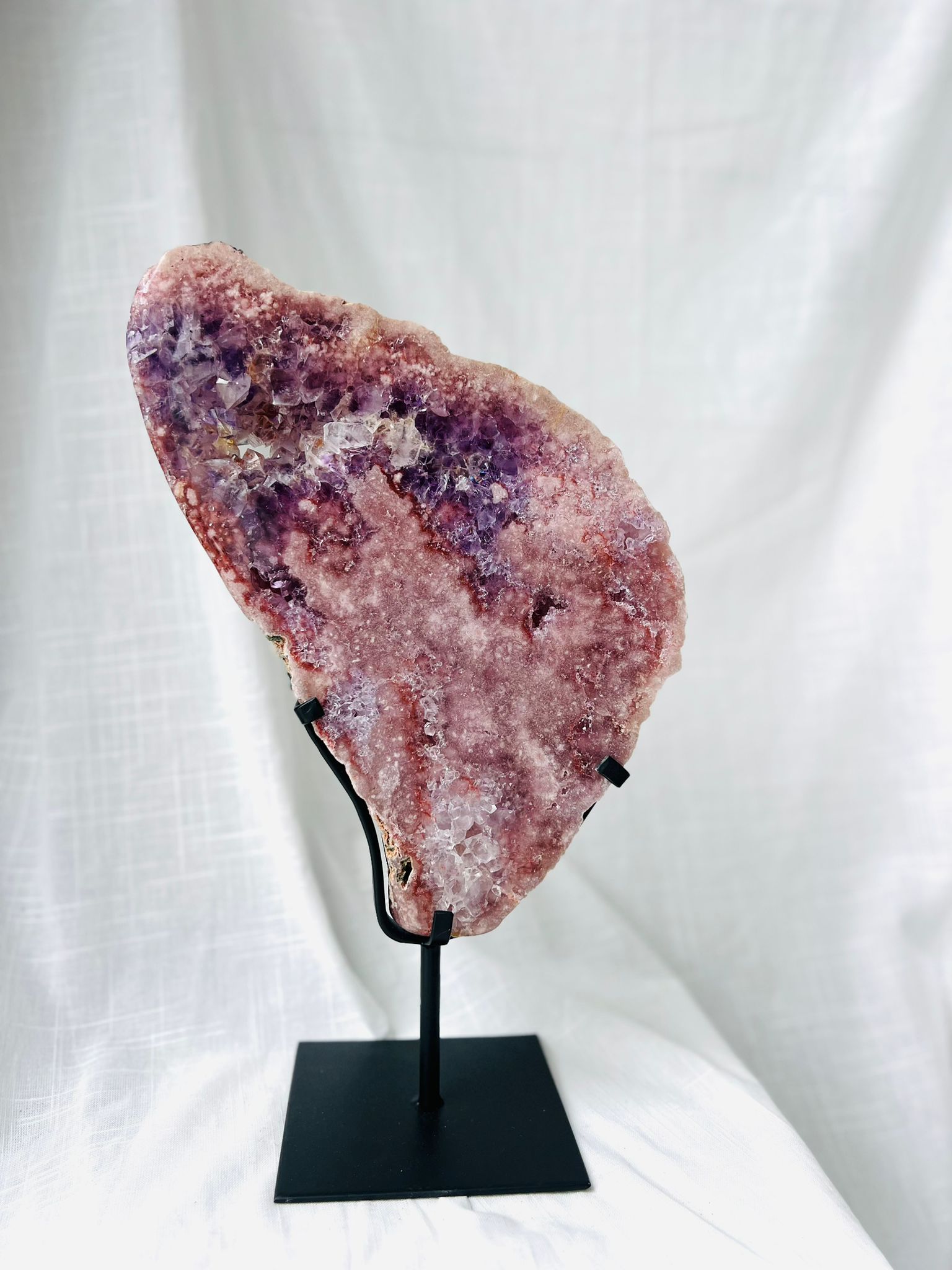 Pink and Purple Amethyst on Stand